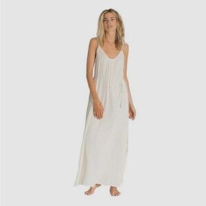 Billabong Sheer Cream Maxi Dress with Silver Threading